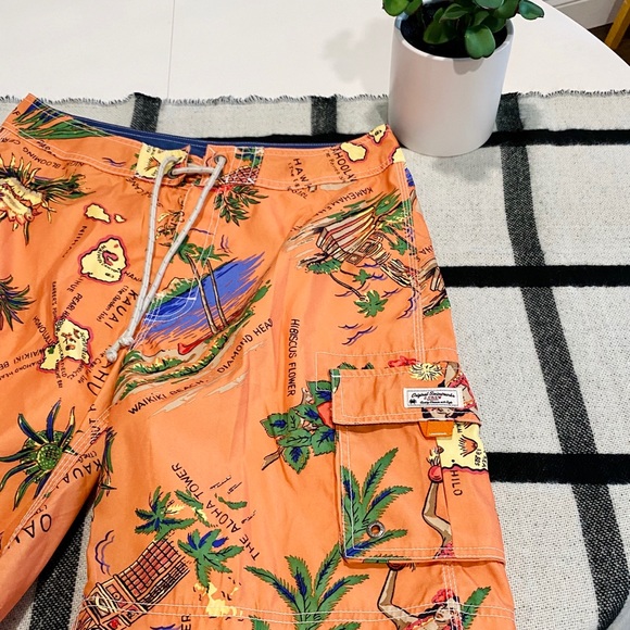 Like New! J. Crew Original Board Shorts Hawaiian Swim Trunks Orange - Picture 3 of 8